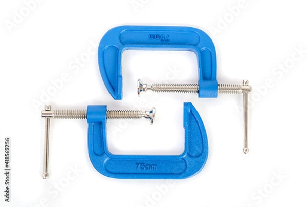 Obraz Clamp - professional tool for clamping objects isolated on a white