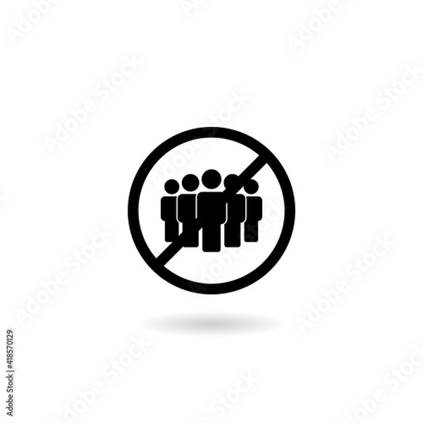 Fototapeta Group of people in prohibition sign with shadow
