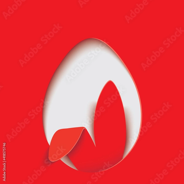 Fototapeta Happy Easter greeting card in paper cut style Easter Ears and egg,vector background