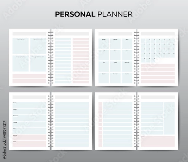 Fototapeta Vector templates for business planning with calendar
