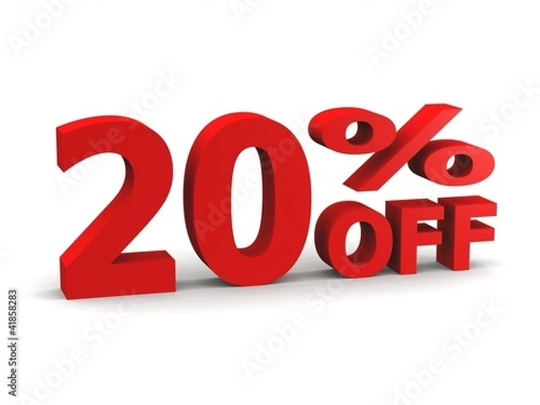 Obraz twenty percent off in red 3d letters