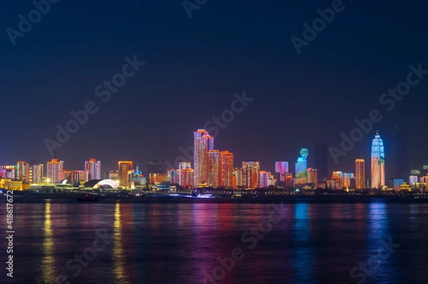 Fototapeta Wuhan city skyline scenery in Wuahn, Hubei, China