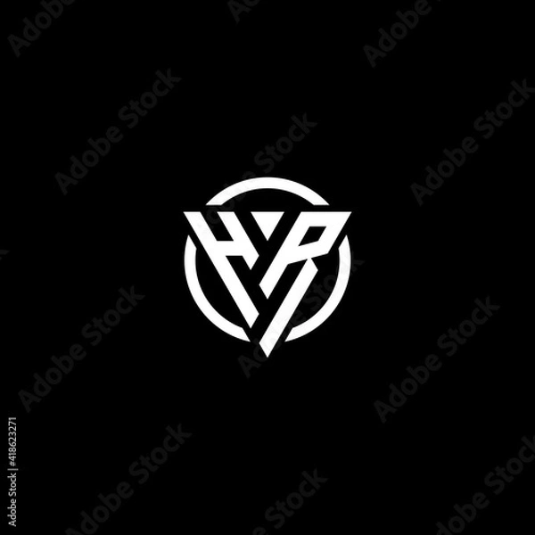 Fototapeta Triangle Circle logo design letter HR. Monogram Design Vector template