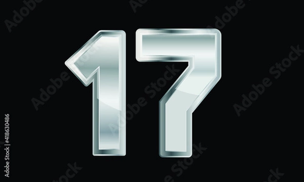 Obraz 17 Silver Elegant Modern 3D Number
