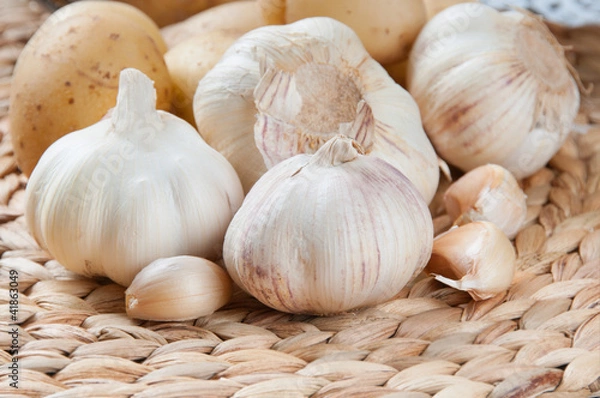 Fototapeta garlic and potatoes