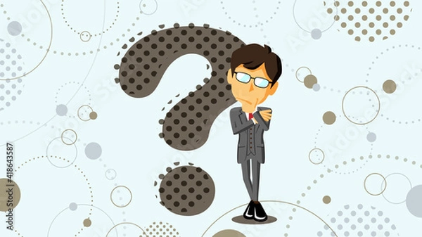 Obraz 考え込むスーツ姿の男性のイラスト