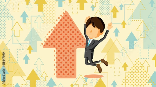 Obraz 喜んでいるスーツ姿の男性のイラスト	