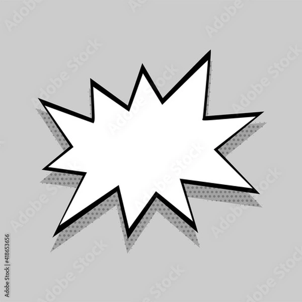 Fototapeta Comics speech bubble for text pop art design. White empty dialog cloud for text message, tag, advertise. Comics sketch puff explosion elements comic book text. Wow effect vector cartoon illustration