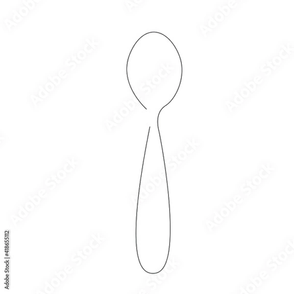 Obraz Spoon silhouette line drawing, vector illustration