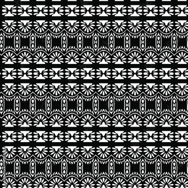 Fototapeta Geometric vector pattern with triangular elements. Seamless abstract ornament for wallpapers and backgrounds. Black and white patterns.