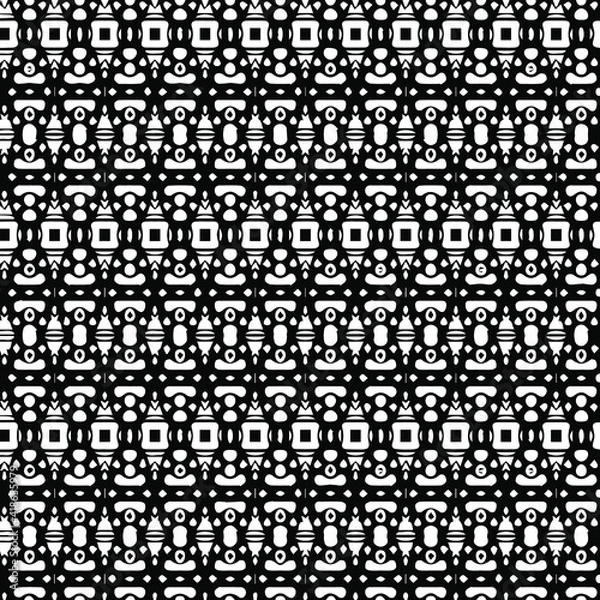 Obraz  Geometric vector pattern with triangular elements. Seamless abstract ornament for wallpapers and backgrounds. Black and white patterns.