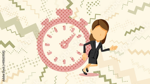 Fototapeta 走るスーツ姿の女性のイラスト	