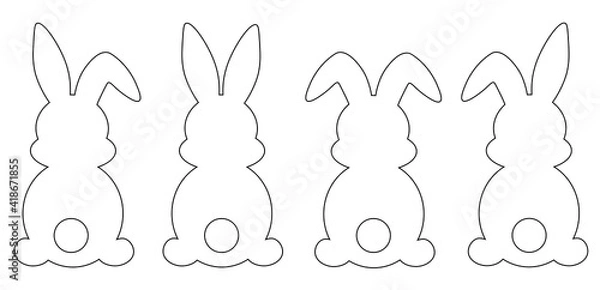 Obraz Set easter bunny black and white colors graphics vector illustration