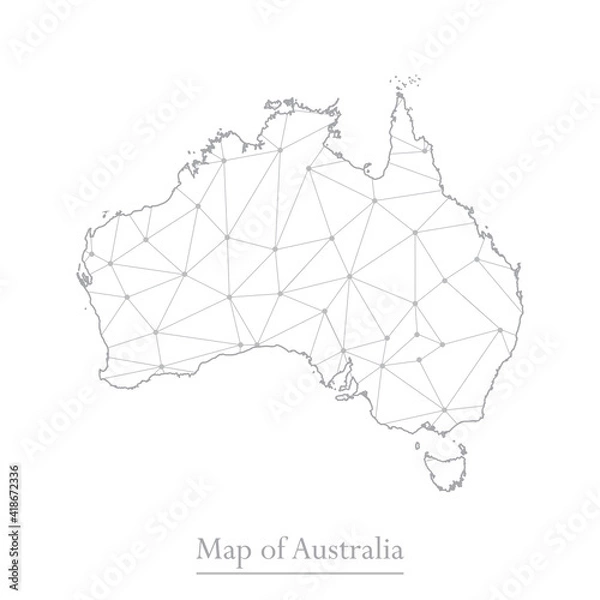 Fototapeta Vector map of Australia with trendy triangles design polygonal abstract. Vector illustration eps 10