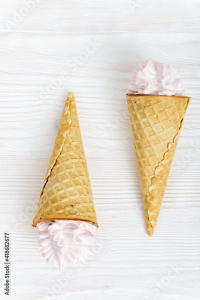 Fototapeta Marshmallow ice cream in a cone