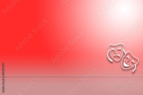 Fototapeta Hintergrund oder Banner in rot mit dem Symbol zweier Masken für das Theater oder Schauspiel