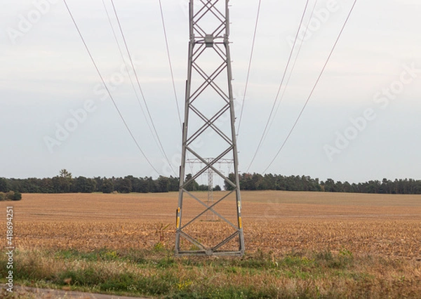 Fototapeta power lines in the field