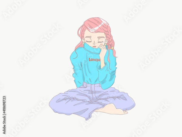 Obraz 座った女の子