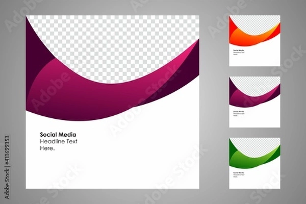 Fototapeta New set of editable minimal banner templates. Suitable for social media posts and web or internet ads. Vector illustration with photo college.