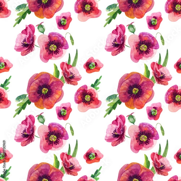 Obraz Seamless srpring-summer watercolour flower pattern