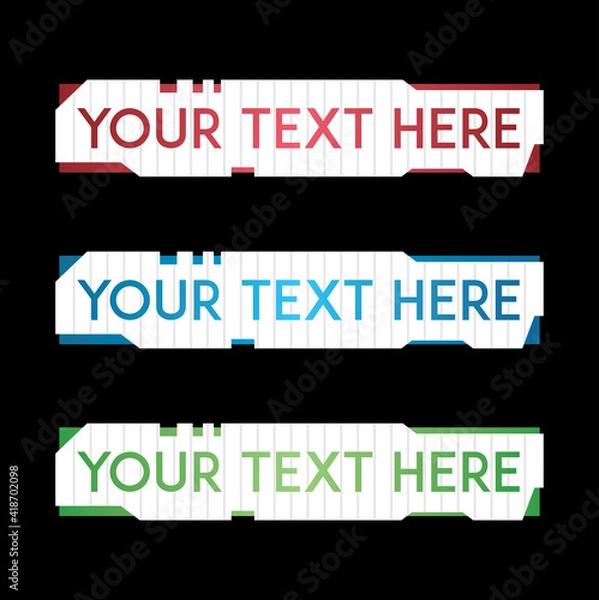 Fototapeta banner set, text box, title box, speech text, speech title, frame text, frame title, text border, title border