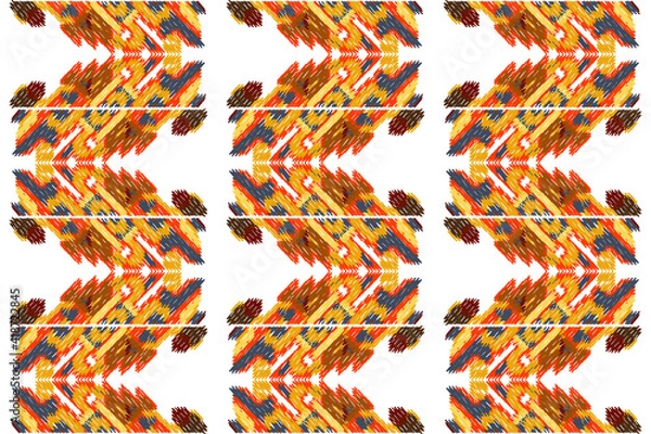 Obraz Drapery curves pagan tripe seamless pattern. Indian old surface background. Vector ornament.