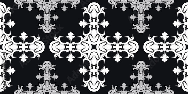 Obraz Decorative ornament  black damask pattern Textile wallpaper classic decor