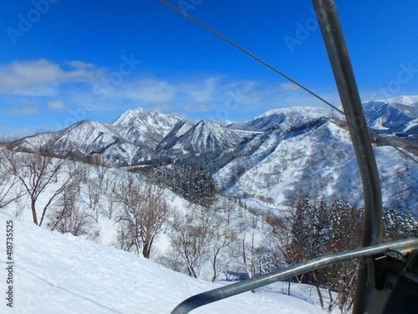 Obraz 快晴のスキー場、最高のコンデションのゲレンデ、雪山です。