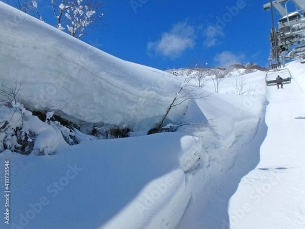 Obraz 快晴のスキー場、最高のコンデションのゲレンデ、雪山です。