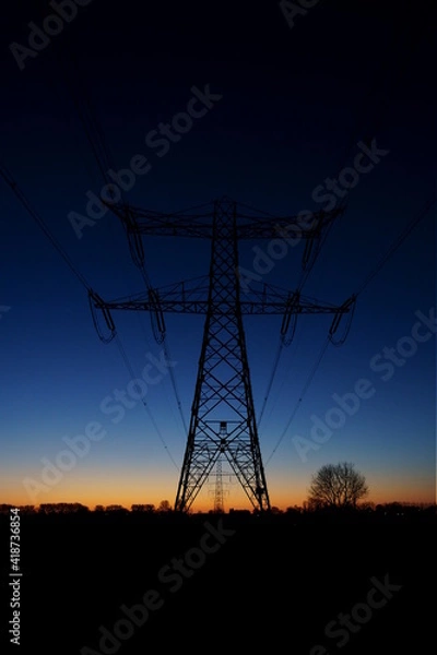 Obraz power lines in the sunset