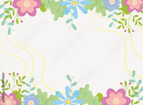 Fototapeta spring flowers frame vector design