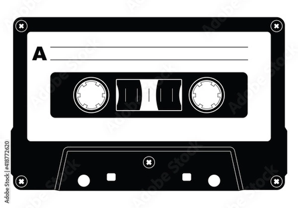 Fototapeta Retro Cassette Tape Isolated Vector Illustration