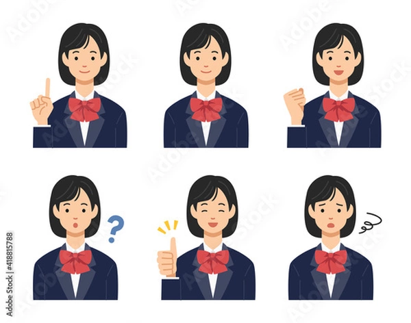 Fototapeta いろいろなポーズの女子学生