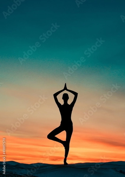 Obraz Yoga Pose Sunset