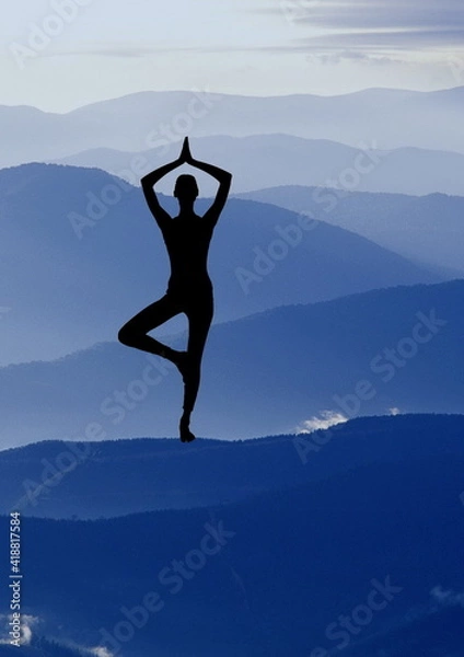 Obraz Yoga Pose Blue Mountains