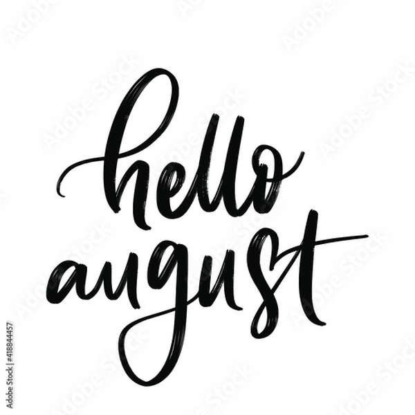 Fototapeta SUMMER MONTH VECTOR HAND LETTERING. HELLO AUGUST. AUGUST MONTH