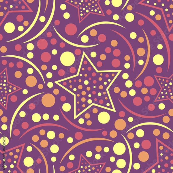 Fototapeta Seamless abstract pattern. Beautiful texture for textile or paper print. Vector illustration. Cute colorful background.