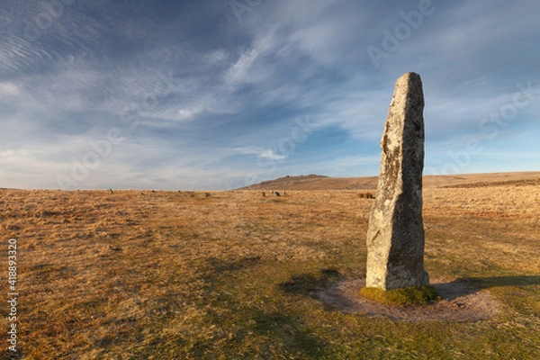 Fototapeta merrivale standing stone at dartmoor national park
