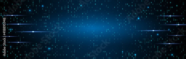 Obraz A stream of binary code on the screen. computer binary numbers