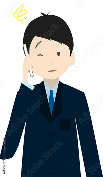 Fototapeta 嫌な電話を受けるビジネスマン