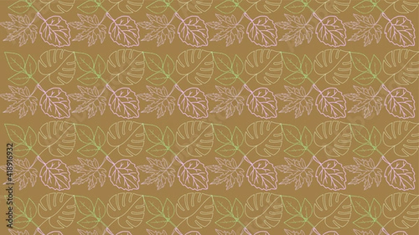 Fototapeta Seamless stylish leaves pattern vector background texture.