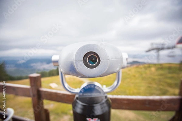 Fototapeta Coin operated telescope for sightseeing