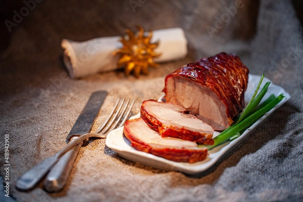 Obraz Michelin restaurant, dishes from the chef, meat