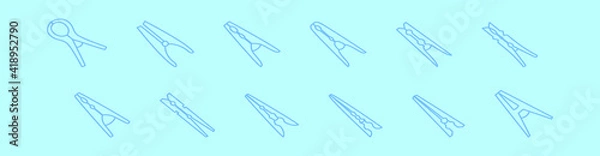 Fototapeta set of clothespins cartoon icon design template with various models. vector illustration isolated on blue background