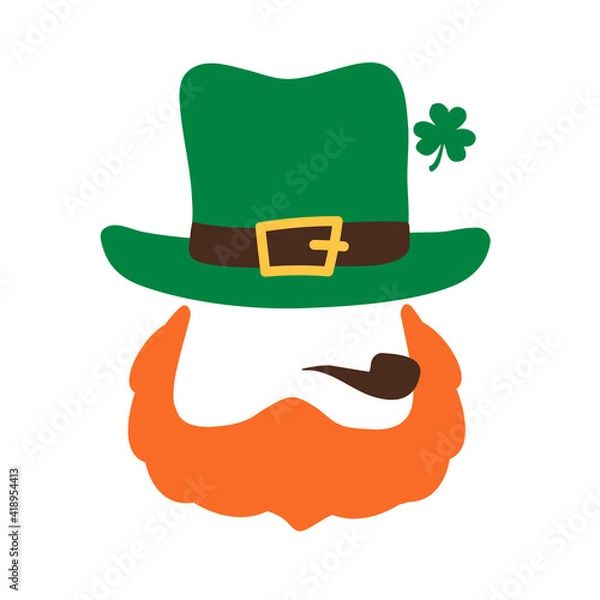 Obraz The gnomes wear a top green hat holding a clover. A symbol of good luck in st.patrick's day