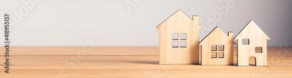 Obraz wooden house models on table