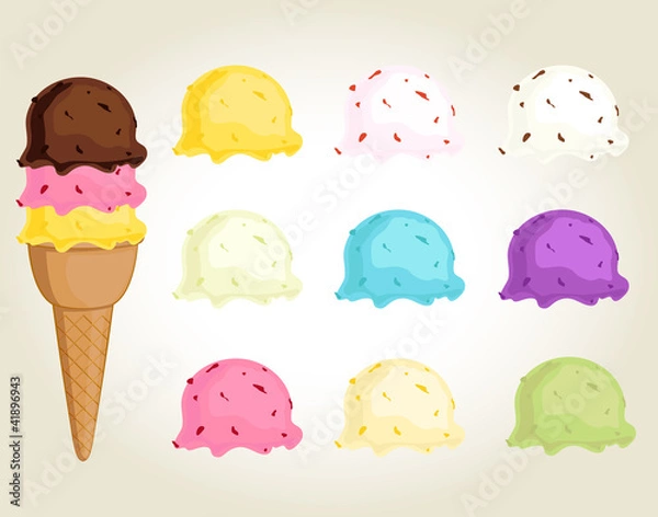 Fototapeta Collection of c1olorful ice cream balls that can be switched