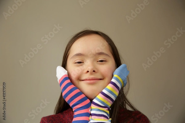 Obraz Beautiful girl with different socks