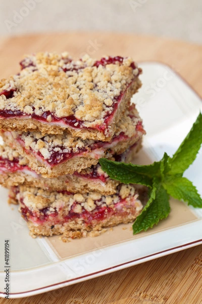 Fototapeta Delicious raspberry bars