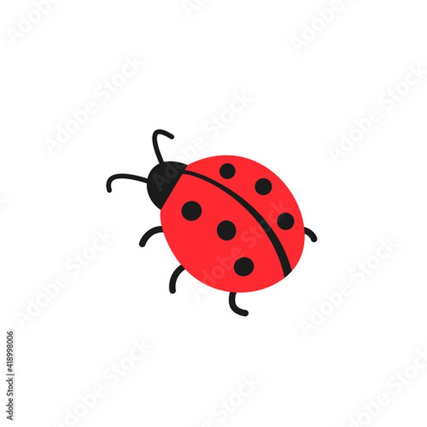 Obraz Cute ladybug simple flat design vector illustration